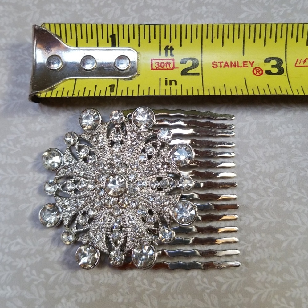 Rhinestone Hair Comb Flapper Deco Nouveau 1920's - Picture 6 of 8
